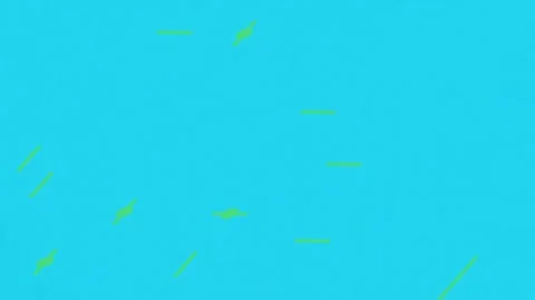 Abstract Scene Moving Objects in Bright Cyan Background with Green Rods Stock-Footage 328299415