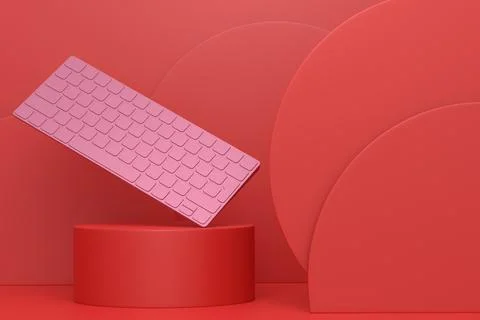 Abstract scene or podium with computer keyboard on monochrome Stock Illustration