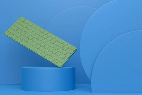 Abstract scene or podium with computer keyboard on monochrome Stock Illustration