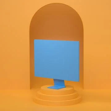 Abstract scene or podium with desktop computer with keyboard on monochrome イラスト素材