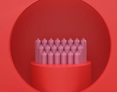 Abstract scene or podium with spray paint cans on monochrome background Ilustración de archivo