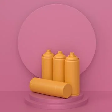 Abstract scene or podium with spray paint cans on monochrome background Ilustración de archivo