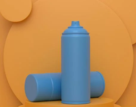 Abstract scene or podium with spray paint cans on monochrome background Ilustración de archivo