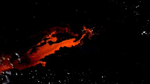 Abstract scene of red ink in black dark space Stock Footage 85640760