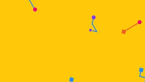 Abstract scene with small colored line figures and dots scattered across a br Illustration