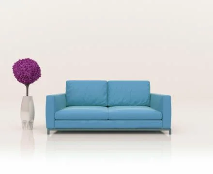 Abstract scene with sofa and tree Stock Illustration