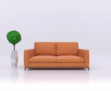 Abstract scene with sofa and tree 스톡 일러스트