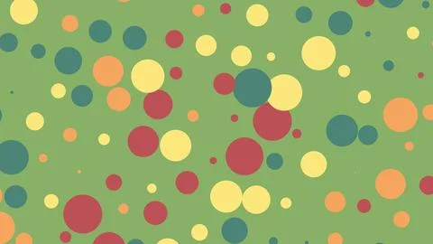 Abstract scene with various colored circles of different sizes scattered acro 库存插图