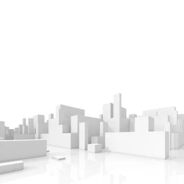 Abstract schematic 3d cityscape isolated on white Stock Illustration