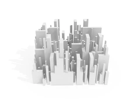 Abstract schematic 3d cityscape quarter on white Stock Illustration