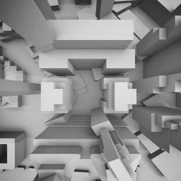 Abstract schematic cityscape, top view 3d Stock Illustration