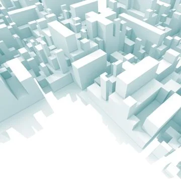 Abstract schematic light blue 3d cityscape Illustrazione stock
