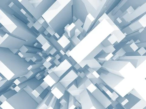 Abstract schematic light blue 3d cityscape, top view Stock Illustration