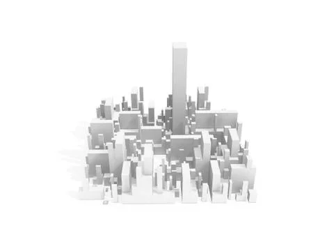 Abstract schematic white 3d cityscape quarter Illustrazione stock
