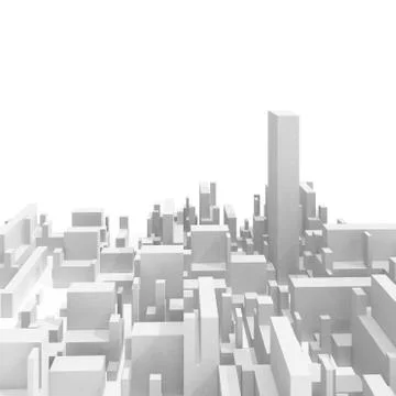 Abstract schematic white 3d cityscape skyline Stock Illustration