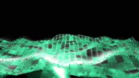 Abstract Sci-Fi 3D landscape wavy animation , Digital landscape ,Digital wave Stock Footage 142087115