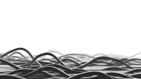 Abstract Sci-fi 3D Looping Backgrounds with Grayscale Digital Ribbons Stock Footage 314170109