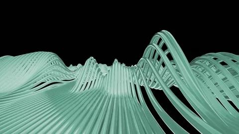 Abstract Sci-Fi 3D Looping Animation of Optical Fiber Waves on Black Stock Footage 314170993