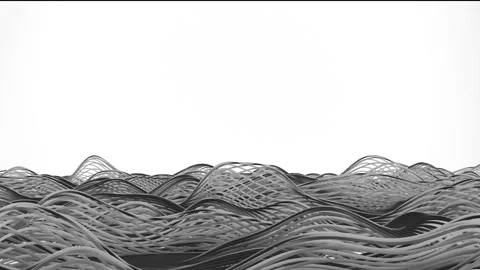 Abstract Sci-fi 3D Looping Backgrounds with Grayscale Digital Ribbons Stock Footage 314171419