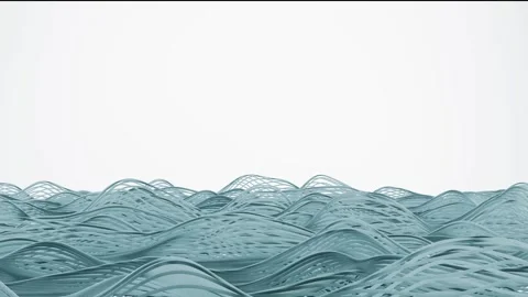 Abstract Sci-fi 3D Looping Backgrounds with Pale Blue Digital Ribbons Stock Footage 314171542