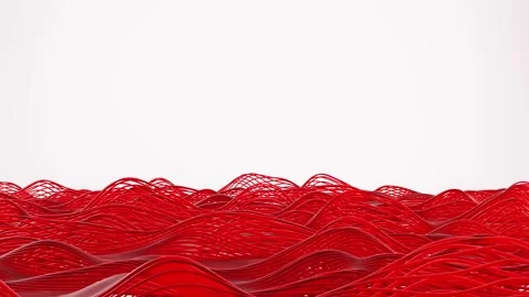 Abstract Sci-fi 3D Looping Backgrounds with Red Digital thin strings Stock Footage 314171608