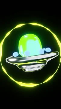 Abstract sci-fi 3d neon alien ufo spaceship cartoon futuristic star light Stock Illustration