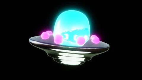 Abstract sci-fi 3d retro groovy neon ufo alien cosmic stars metallic Stock Illustration