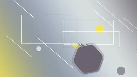 Abstract sci-fi 3D technology screens and a hovering drone-like shape creat.. Stock Illustration