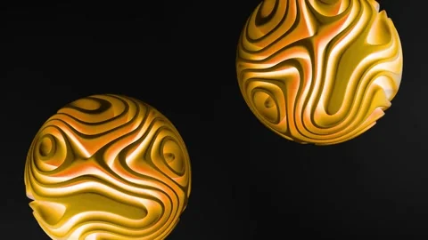 Abstract Sci-fi Animation of Two Glowing Yellow Spheres on a Black Background. Stock Footage 315213084