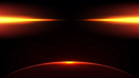 Abstract sci fi background glowing orange laser beams lens flare floating s.. Stock Illustration