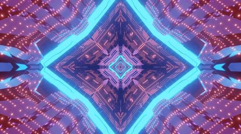 Abstract sci fi background with neon lights 3d illustration Stock Illustration