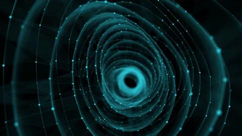 Abstract sci-fi blue tunnel. Wormhole absorbs cyberspace. 3D portal. Stock-Footage 200770805