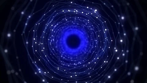 Abstract sci-fi blue tunnel. Wormhole absorbs cyberspace. 3D portal. Stock-Footage 297958914