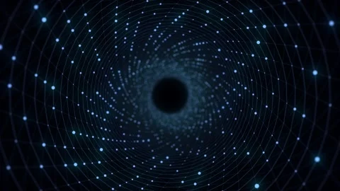 Abstract sci-fi blue tunnel. Wormhole absorbs cyberspace. 3D portal. Stock-Footage 314111638