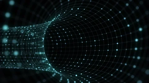Abstract sci-fi blue tunnel. Wormhole absorbs cyberspace. 3D portal. Stock-Footage 314111756