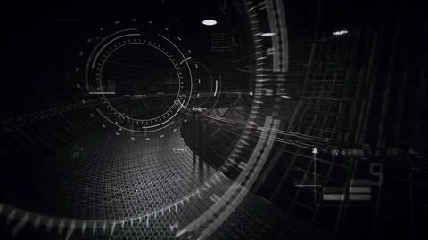 Abstract Sci Fi circle with text HUD animation.2D graphic effects. Stock Photos
