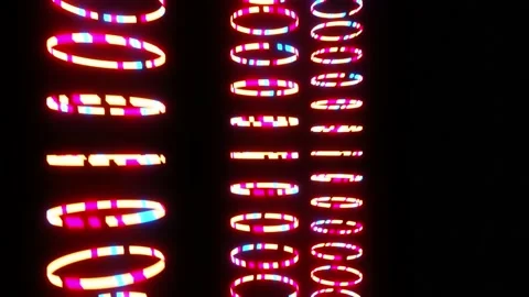 Abstract sci-fi circular object three-set moving and rotating in the frame. Stock Footage 153226823