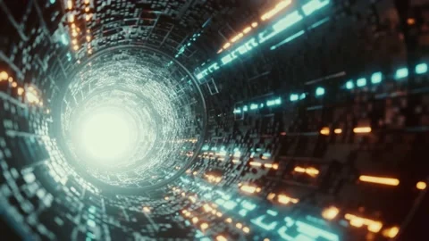 Abstract, sci-fi, colorful tunnel and bright light at the end. Stock Footage 199274384