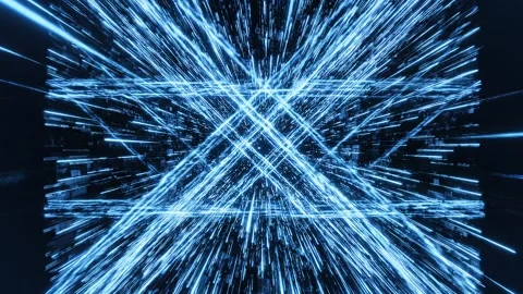 Abstract Sci-Fi Data Flow with Crossing Blue Light Streaks Stock Footage 339373185