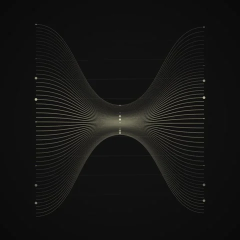 Abstract Sci-Fi Data Visualization: Flowing Lines and Dots on Black Backgroun Stock Footage 347804136