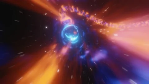 Abstract Sci-fi futuristic Alien Space Glowing Lights Wormhole speed tunnel 3 Stock Footage 145600104