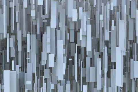 Abstract Sci-fi Gray 3d Geometric Background Texture From Levitating High Boxes Stock Illustration