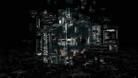 Abstract Sci Fi HUD with 3D elements. Stock Footage 124417491