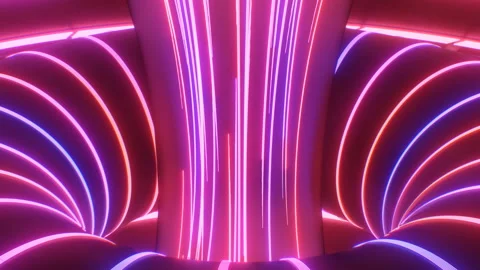 Abstract Sci-Fi Neon Glowing Futuristic Laser Beam Rings Torus Stock Footage 144976789