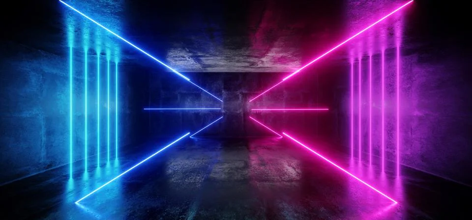 Abstract Sci Fi Neon Glowing Alien Spaceship Dark Reflective Glossy Vibrant P Illustrazione stock