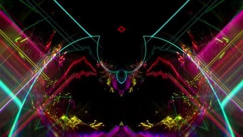 Abstract Sci-Fi Neon Laser Tunnel Loop 2 Vídeos de archivo 343957370
