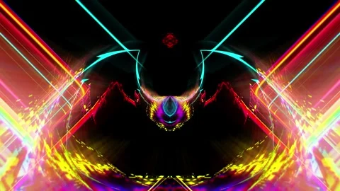 Abstract Sci-Fi Neon Laser Tunnel Loop 3 Video stock 343957473