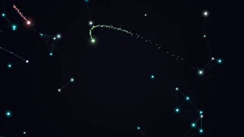 Abstract Sci-Fi Plexus Network and Glowing Light Trails Stock Footage 337516125
