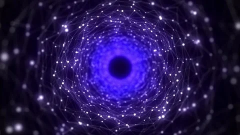 Abstract sci-fi purple tunnel. Wormhole absorbs cyberspace. 3D portal. Video stock 297958885