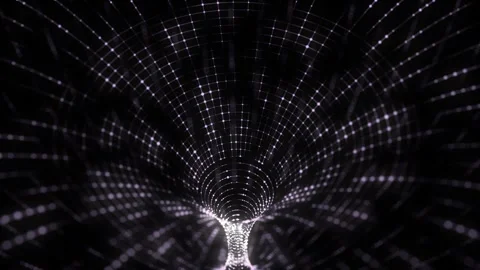 Abstract sci-fi purple tunnel. Wormhole absorbs cyberspace. 3D portal. Stock-Footage 314111786